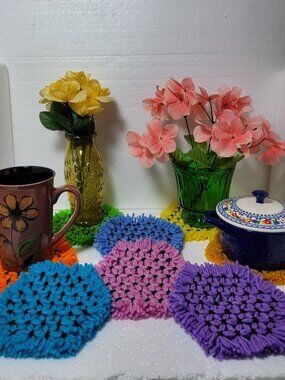 Coasters Featuring Flowers in 8 Colors of Spring and Summer Set of 8